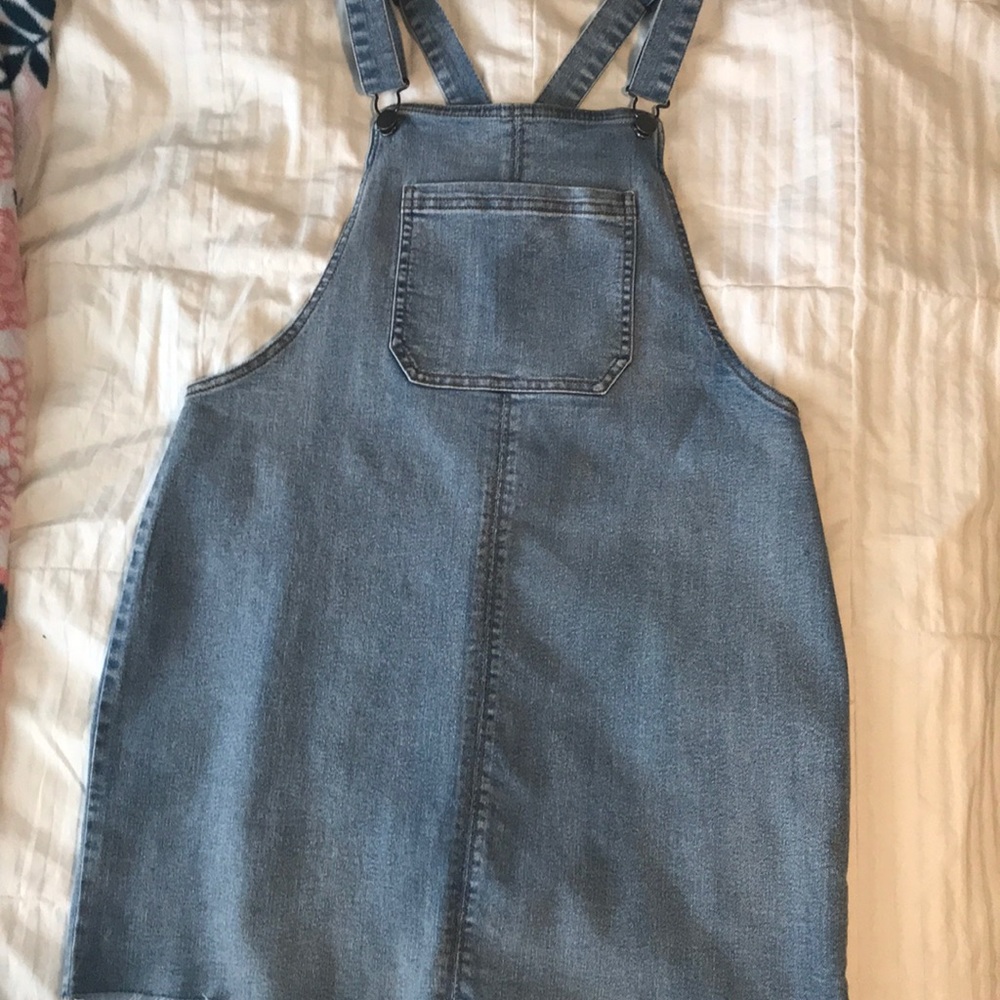 Jean overall mini dress